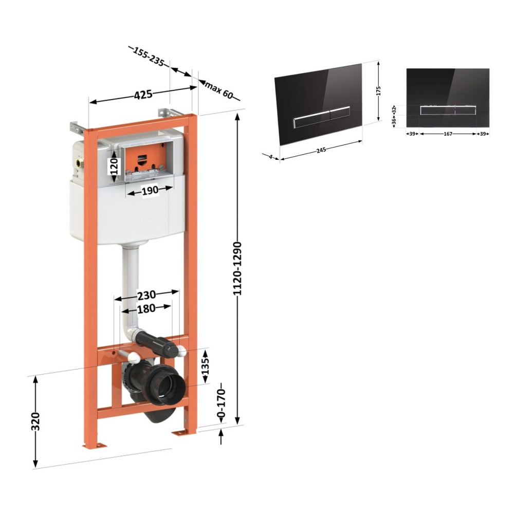Набір інсталяція 4 в 1 Qtap Nest ST з лінійною панеллю змиву QT0133M425V1107GB Київ - фото 2