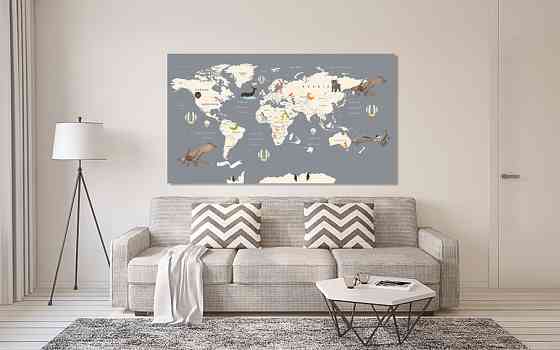 Картина холст в гостиную / спальню  Мапа світу   MLP_291 90х180см Киев
