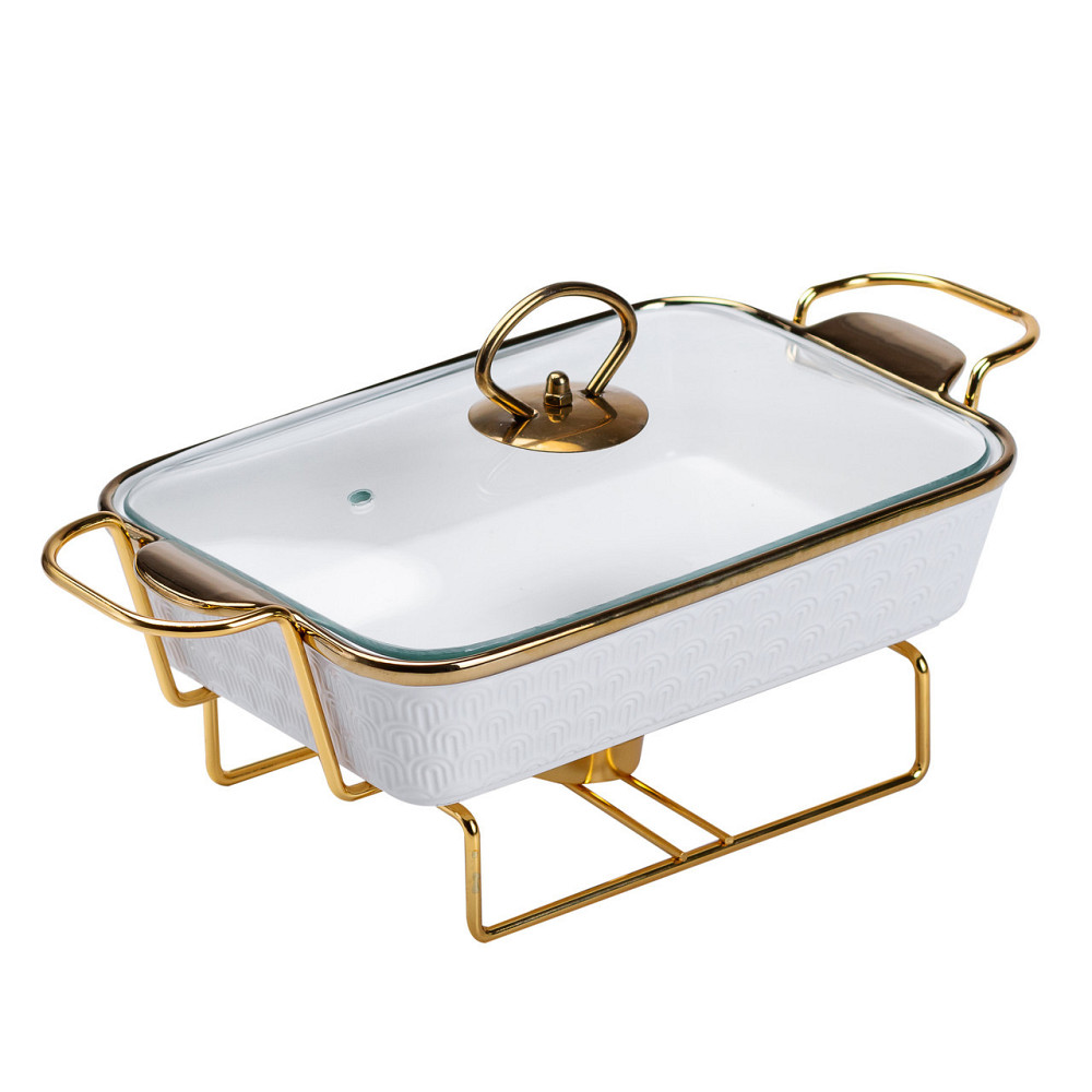 Фарфоровий мармит на 1 літр з металевою підставкою Київ - фото 2