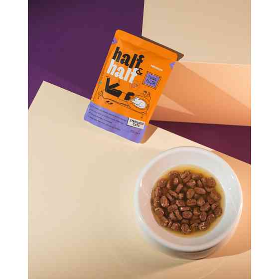 Корм влажный Half&Half для котят, кусочки с индейкой в желе в форме пауча, 100 г Винница