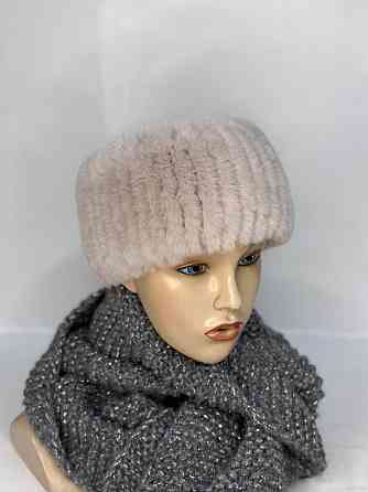 Хутряна пов'язка на голову жіноча із кролика Бежевий Харків