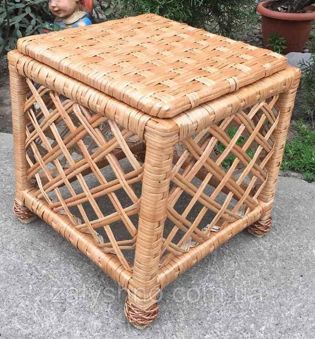Пуфик плетеный из лозы квадратный Киев - изображение 3