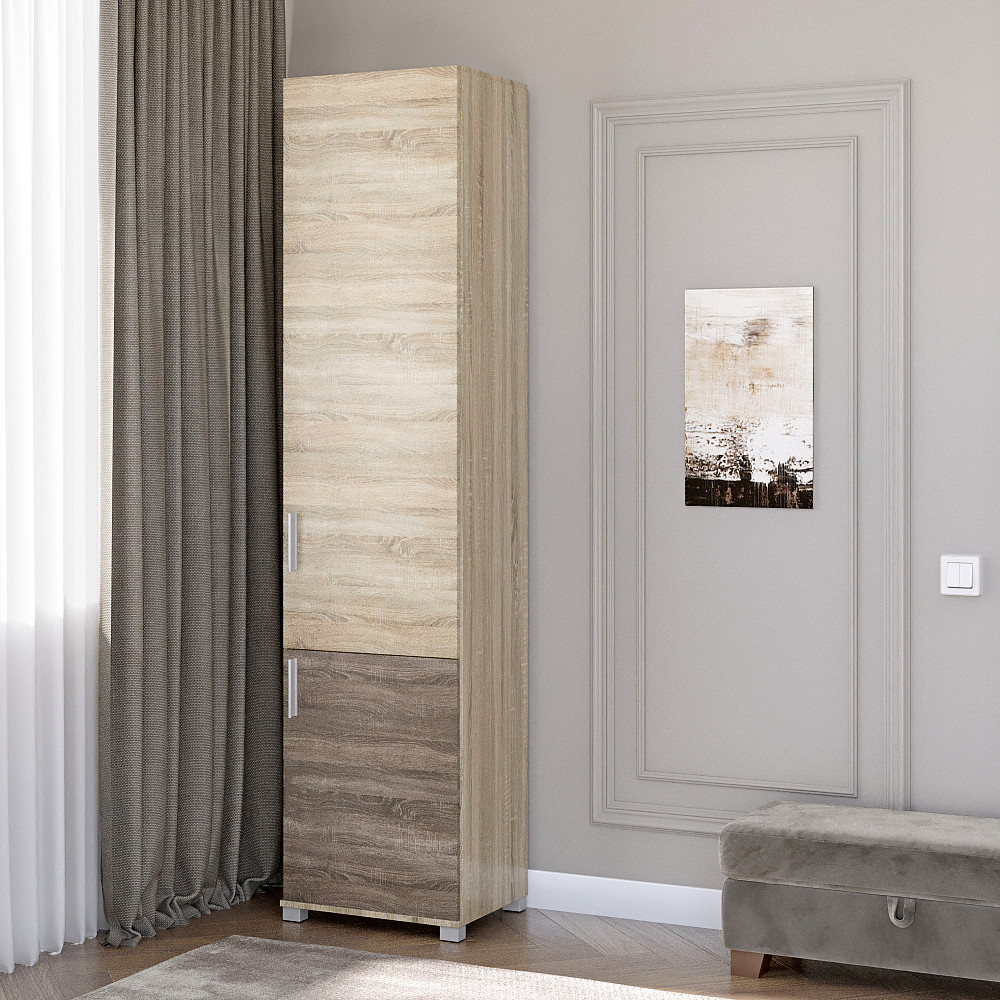 Шкаф-пенал закрытый Эверест Бриз-15 сонома + трюфель (DTM-2268) Днепр - изображение 1