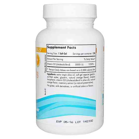 Витамин Д3 (Холекальциферол) Nordic Naturals Vitamin D3 5000 МЕ 120 гел капс апельсин Киев