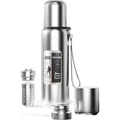 Термос Merlion з ситечком та чашкою 2 л, сталевий (ZK-127-2000Grey) Вінниця