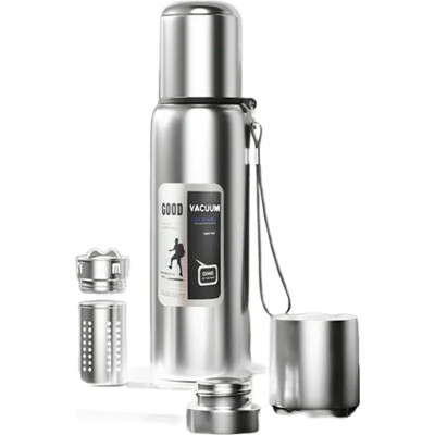 Термос Merlion з ситечком та чашкою 2 л, сталевий (ZK-127-2000Grey) Вінниця - фото 1