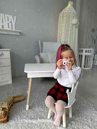 Детский столик и стульчик корона белый. Столик с нишей для карандашей и разукрашек Киев