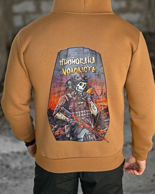 Мілітарі худі на флісі GENESIS Молодість койот ПП8086 Одеса - фото 5