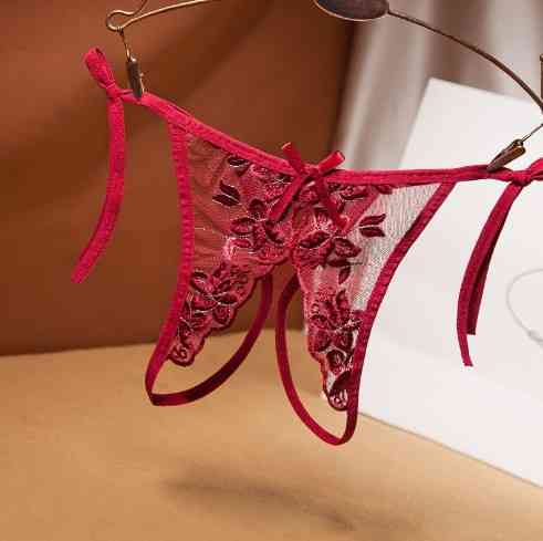Труси з розрізом та мереживом на зав'язках універсальний бордовий Київ