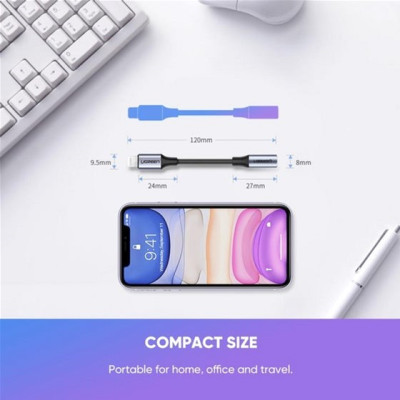 Переходник Lightning to 3.5mm 10cm Headphone Jack Adapter Model US211 gray Ugreen (30756) Винница - изображение 3