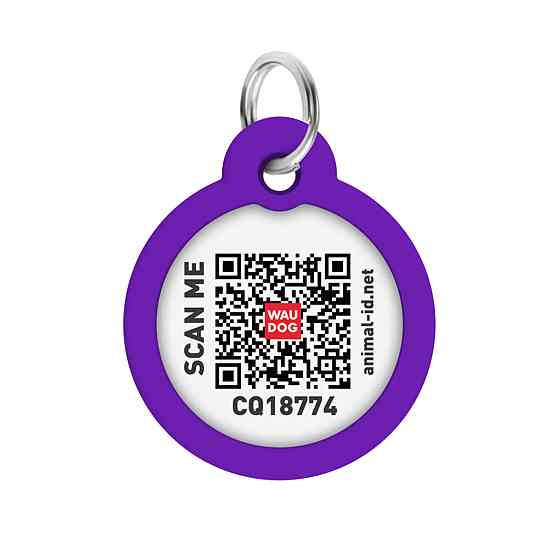 Адресник для собак и кошек металлический WAUDOG Smart ID с QR паспортом, рисунок 