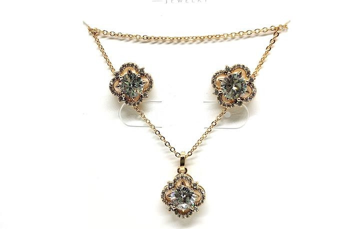 Комплект прикрас підвіска та сережки Квіти Київ - фото 1