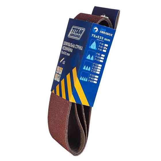 Шліфувальна стрічка нескінченна 75х533 мм Р40 TITAN ABRASIVE Рівне