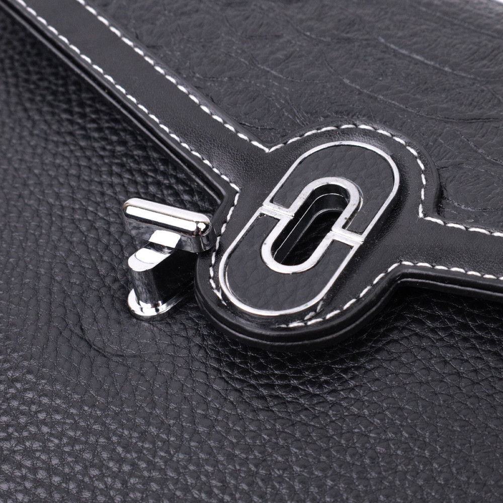 Элегантная женская сумка с фактурным клапаном из натуральной кожи Vintage 22624 Черная Киев - изображение 8