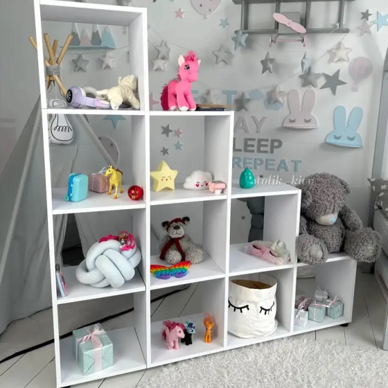 Детский стеллаж Пирамидка полка для книг и игрушек (4 яруса) Белый Винница