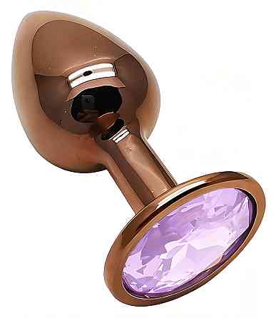 Анальная пробка с кристаллом EGZO - Dark Gold Round Plug Amethyst, size S Sex Aura Киев