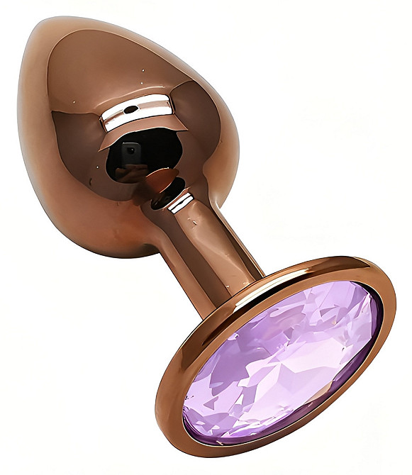 Анальная пробка с кристаллом EGZO - Dark Gold Round Plug Amethyst, size S Sex Aura Киев - изображение 2