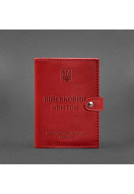 Шкіряна обкладинка портмоне для військового квитка 15.0 червона жіноча обкладинка на військовий квиток з відділом для карт Одеса - фото 5