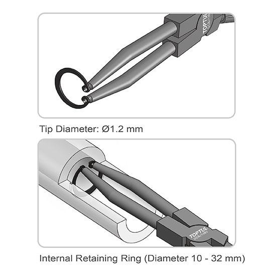 Круглогубці для зняття стопорних кілець Extra Long (стискання прямі) TOPTUL DCBJ1383 Чернігів - фото 3
