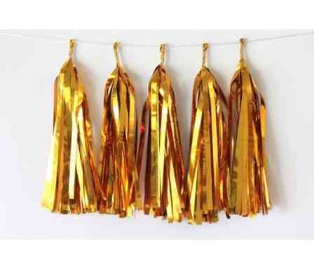 Кисточки тассел бумажные гирлянды 5 шт 25 см золотистый Киев