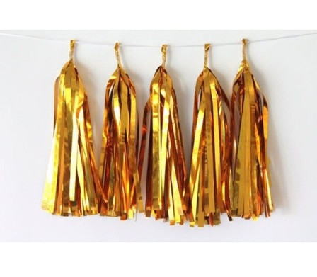 Кисточки тассел бумажные гирлянды 5 шт 25 см золотистый Киев - изображение 1
