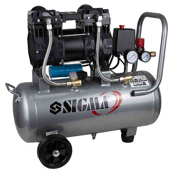 Компрессор двухцилиндровый безмасляный 1.5кВт 250л/мин 8бар 30л SIGMA (7042541) Киев