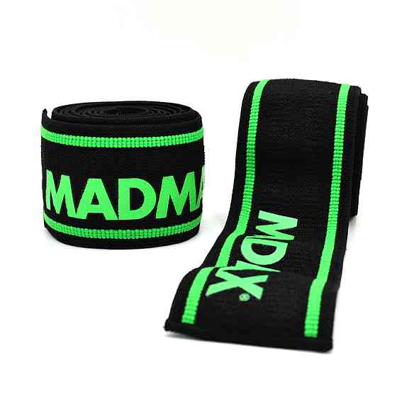 Бінті на коліна MadMax MFA-299 Non slide & slip knee wraps 2.0m Black/Green Кам'янське