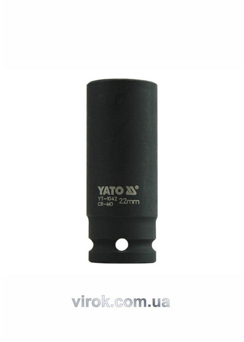 Головка торцева ударна 6-гранна YATO : подовжена, квадрат 1/2