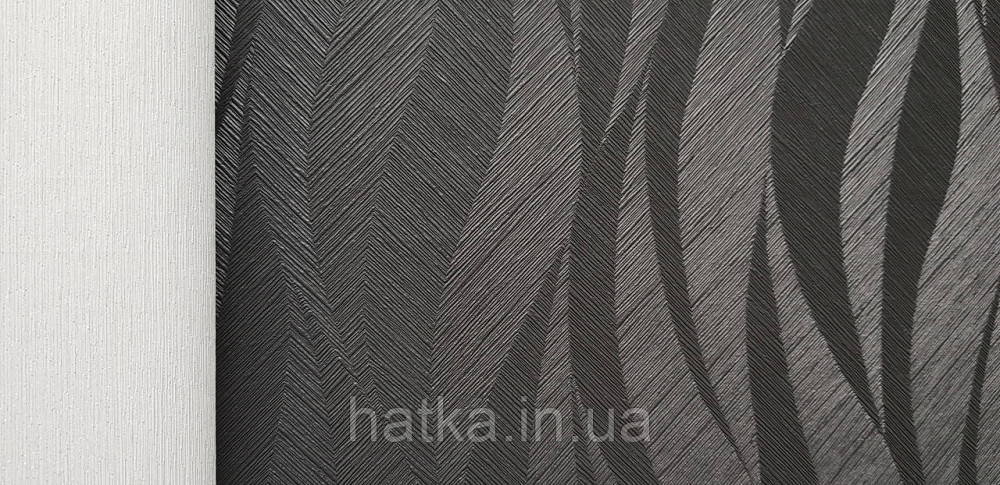 Шпалери вінілові на флізеліні Grandeco Time метрові абстракція структурні хвилі смуги чорні Київ - фото 3