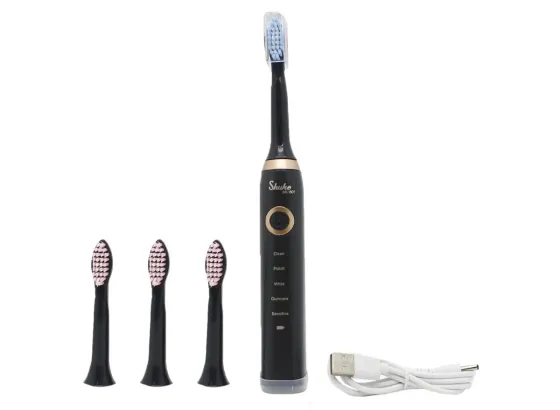 Черная Электрическая зубная щетка Shuke SK-601 аккумуляторная ультразвуковая щетка для зубов 3 насадки Коломия