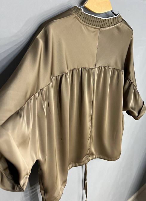 Костюм жіночий A-N 27012 шовковий блузка з брюками палаццо оверсайз бежевий, бежевий, M Київ - фото 8