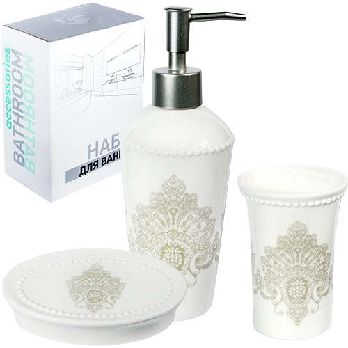 Набір для ванної кімнати 3в1 (мильниця, підставка, диспенсер) білий 889-07-005 S&T Житомир - изображение 1