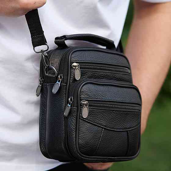 Сумка месенджер чорна чоловіча зі шкіри через плече Tiding Bag Київ