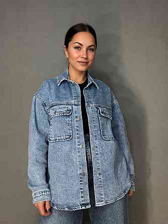 Рубашка женская Dicesil 2065 джинсовая оверсайз с накладными карманами голубая, голубой, L Киев