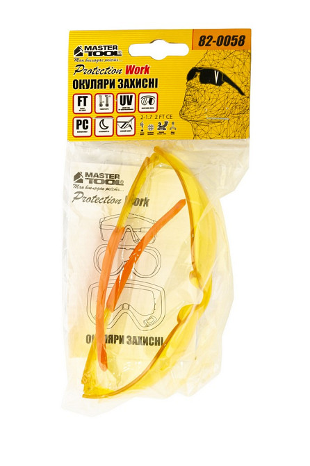 MASTERTOOL Окуляри відкриті MASTERTOOL GTS боковий захист м'які завушники жовті 82-0058 Коломия - фото 2