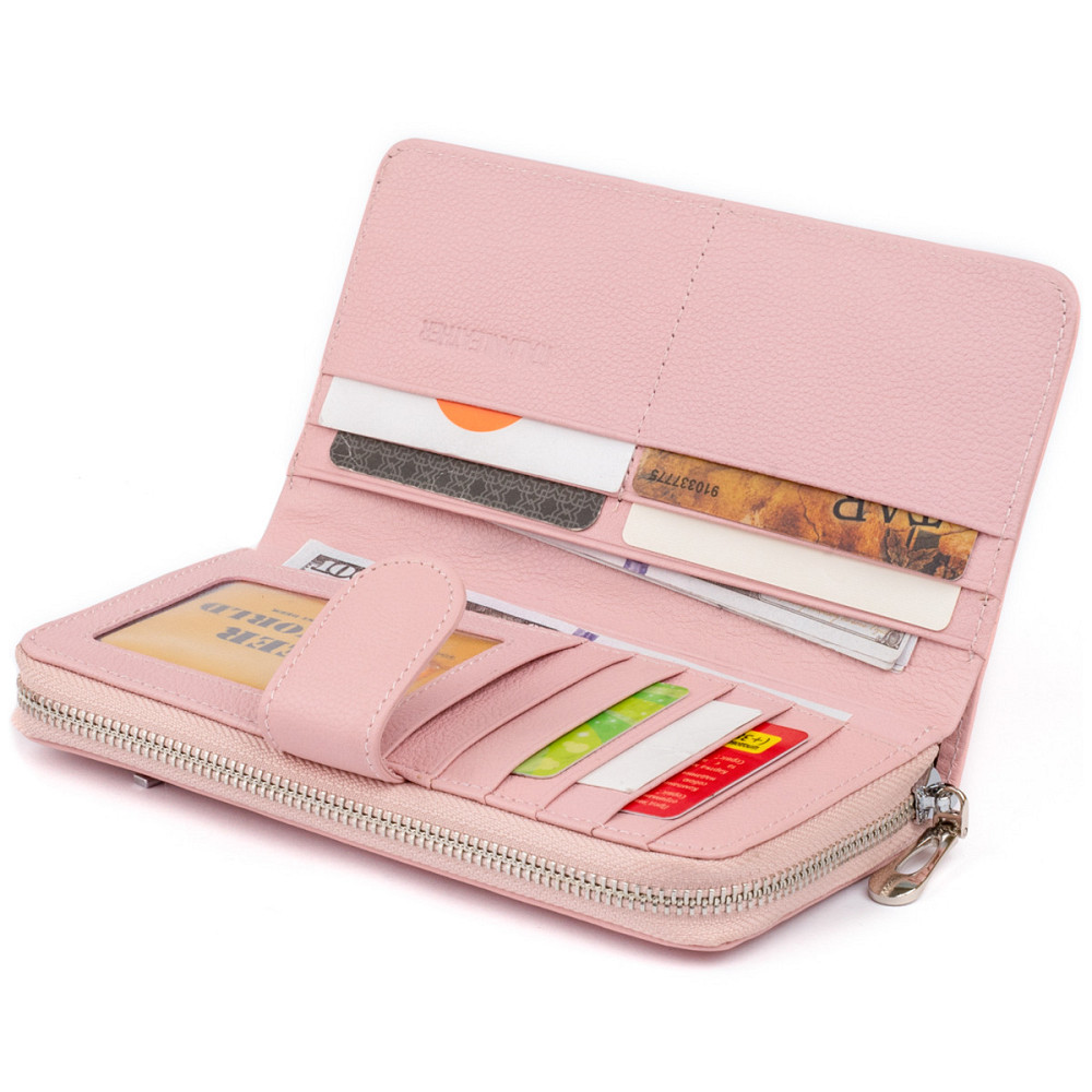 Вертикальний місткий гаманець зі шкіри жіночий Рожевий (ST Leather) Київ - фото 1