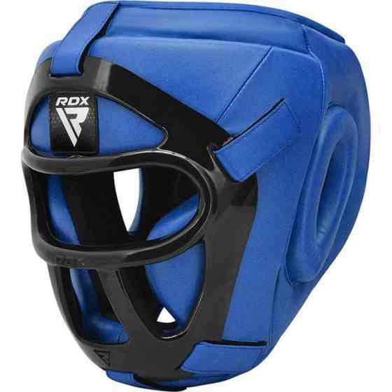 Боксерський шолом RDX T1 Grill Full Blue XL (капа в комплекті) Каменское