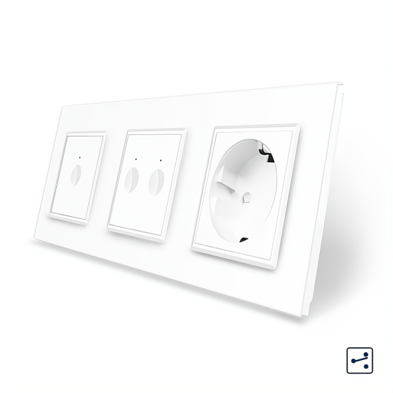 LIVOLO Сенсорний прохідний/перехресний вимикач Sense 3 сенсора (1-2) 1 розетка Livolo білий скл Коломия