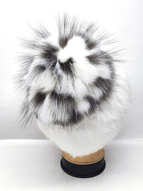 Шапка меховая женская цветок Белла кролик Rex Белый Харьков - изображение 1