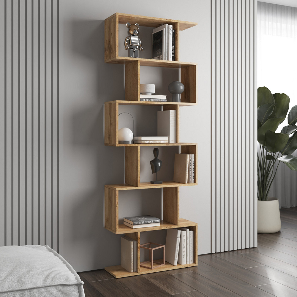 Полка для книг VAYS M-56 Дуб Аппалачи, стеллаж на 6 полок, ЛДСП, 70×24×195 см - для дома, гостиной, офиса Львов - изображение 1