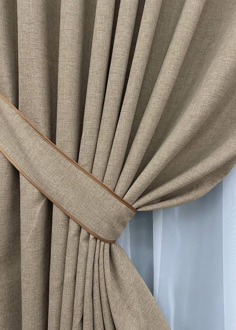 Комплект готовых штор VR-Textil Лен ALORA-TON № 1876ш Капучино 125х290см 2 шт (39-0083) Киев - изображение 5