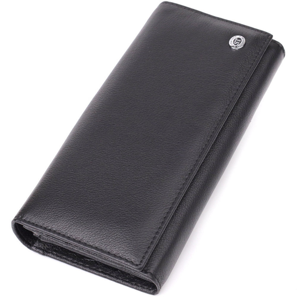 Солідний жіночий гаманець із натуральної шкіри ST Leather 23088 Чорний Київ - фото 1