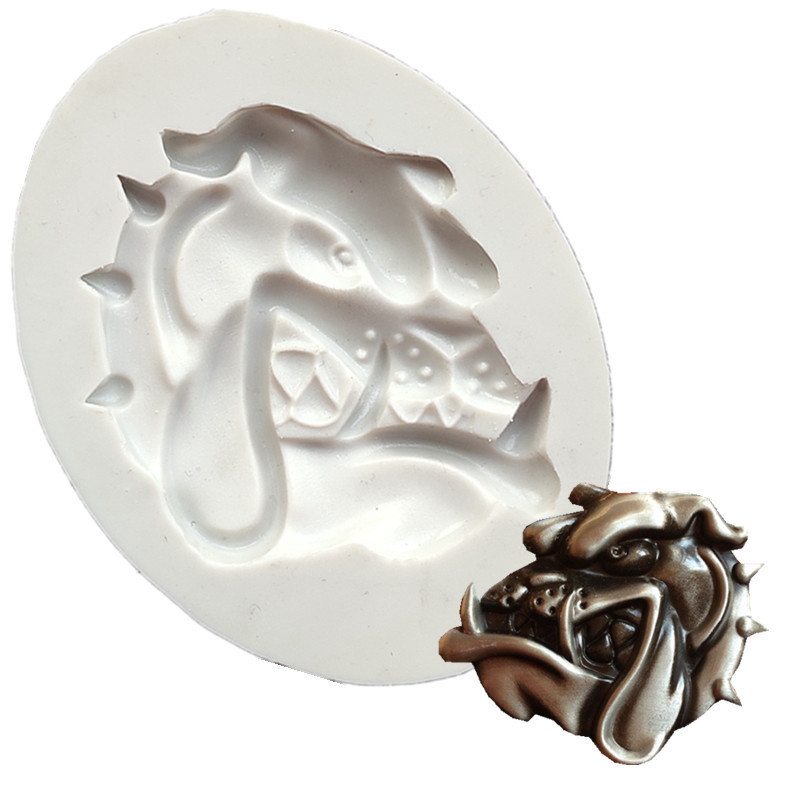 Молд силиконовый собака Бульдог 58 на 75 мм серый Киев - изображение 1