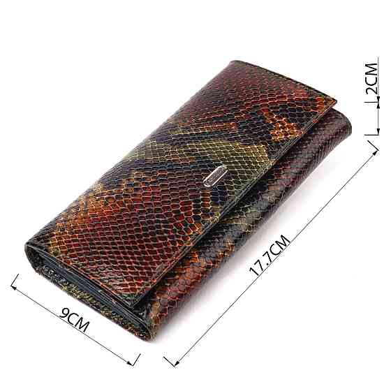 Горизонтальний жіночий гаманець з натуральної шкіри з тисненням під змію CANPELLINI 21648 Різнокольоровий Київ