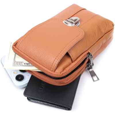 Сумка Vintage На пояс на два відділення з натуральної шкіри Руда (22737) Вінниця