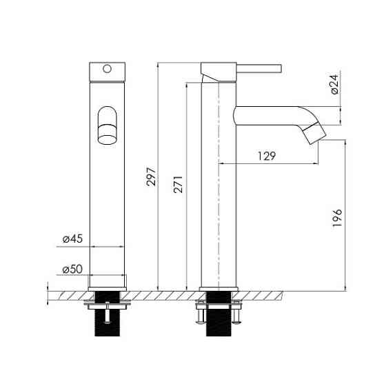 Смеситель для раковины высокий Volle CRUZE pistola gris графит 1547.010206 Киев