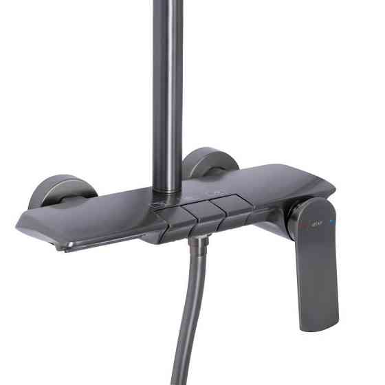 Душевая система из латуни Qtap Slavonice на три потребителя (с изливом) QTSLA111GMB45905 Gunmetal Black Харьков