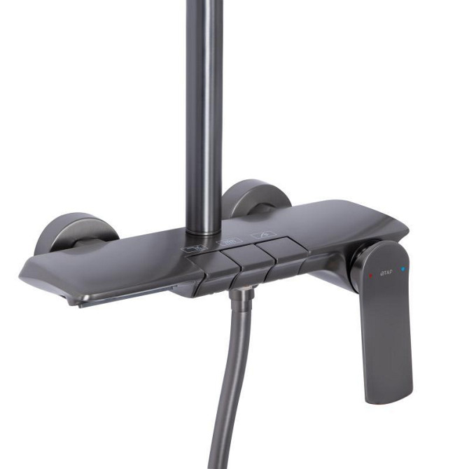 Душевая система из латуни Qtap Slavonice на три потребителя (с изливом) QTSLA111GMB45905 Gunmetal Black Харьков - изображение 3