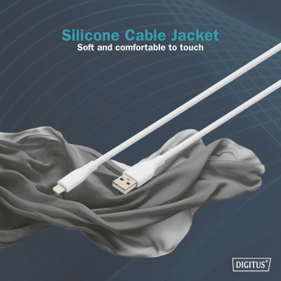 Дата кабель USB 2.0 AM to Lightning 2.0m 12W white Digitus (AK-600108-020-W) Винница - изображение 10