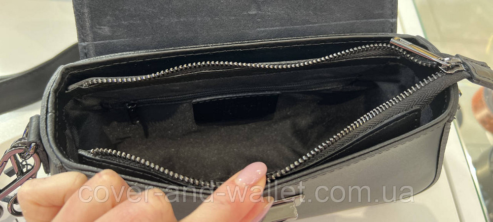 Елегантна каркасна жіноча сумочка з італійської шкіри чорного кольору Virginia Conti Київ - фото 7